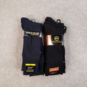 GOLD TOE Dress Crew Socks Men Shoe Sz 6-12.5 Black Blue Solid  Stretch 6 pairs